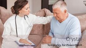  Presentation with lonely - Presentation design having sad-and-lonely-senior-man background and a coral colored foreground