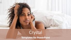  Presentation with contemplating - Presentation consisting of sad-and-thoughtful-woman-lying background and a coral colored foreground