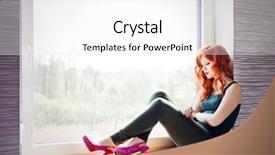  Presentation with sad woman lonely - Cool new presentation theme with sad beautiful - young lonely woman backdrop and a white colored foreground