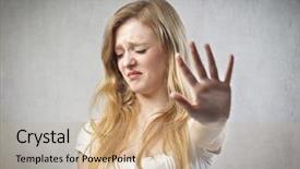  Presentation with lactation young woman breastfeeding - Audience pleasing slide deck consisting of sad beautiful - young woman with disgusted expression backdrop and a coral colored foreground