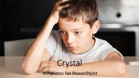  Presentation with abuse child - Colorful slide deck enhanced with sad boy at home unhappy backdrop and a  colored foreground