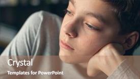  Presentation with family problems - Colorful PPT theme enhanced with sad boy depressed teenager backdrop and a coral colored foreground