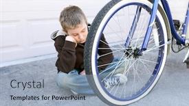  Presentation with change a flat car tire - PPT layouts featuring sad-boy-depressed background and a light blue colored foreground