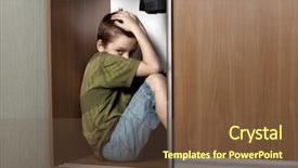  Presentation with closet - Beautiful slides featuring sad boy hiding backdrop and a tawny brown colored foreground