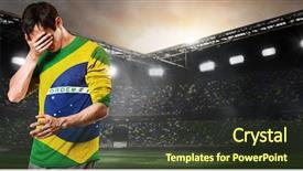  Presentation with team player - Presentation design featuring sad brazil national team soccer background and a tawny brown colored foreground