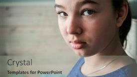  Presentation with sad girl - PPT layouts having sad brooding teenage girl portrait without makeup the real person background and a light gray colored foreground
