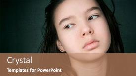  Presentation with sad girl - Audience pleasing slide deck consisting of sad-brooding-teenage-girl-portrait backdrop and a coral colored foreground