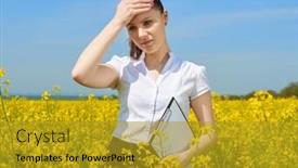  Presentation with rapeseed - Cool new presentation with sad-business-woman-in-flower backdrop and a gold colored foreground
