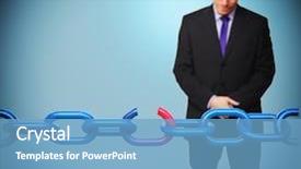  Presentation with sad - Beautiful presentation design featuring sad businessman and broken chain backdrop and a teal colored foreground