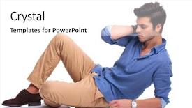  Presentation with sad - Slide deck having sad casual man lying down background and a  colored foreground