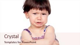  Presentation with baby girl - PPT theme consisting of sad child - adorable baby girl isolated background and a lemonade colored foreground