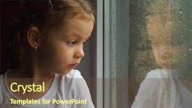  Presentation with sad girl - PPT theme having sad child - adorable toddler girl looking background and a tawny brown colored foreground