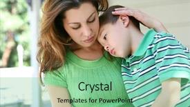  Presentation with sad child - Cool new presentation design with sad child - cute tired boy and his backdrop and a seafoam green colored foreground