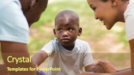  Presentation with african - Audience pleasing PPT layouts consisting of sad child - cute young african family playing backdrop and a tawny brown colored foreground