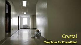  Presentation with alone - PPT theme consisting of sad child - depressed young boy sitting alone background and a tawny brown colored foreground