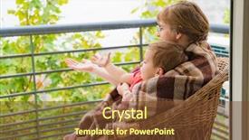  Presentation with sad child - Presentation theme featuring sad child - happy grandmother with her grandson background and a tawny brown colored foreground