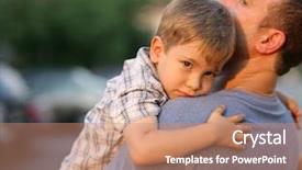  Presentation with country around the word - PPT theme consisting of sad child - little boy hugging hugging father background and a coral colored foreground