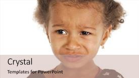  Presentation with sad girl - Colorful slide set enhanced with sad child - portrait of beautiful happy little backdrop and a coral colored foreground