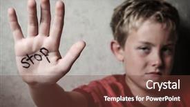  Presentation with sad - Amazing presentation theme having sad child - stop backdrop and a tawny brown colored foreground