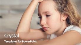  Presentation with depression child - Colorful presentation design enhanced with sad child at home abuse backdrop and a coral colored foreground