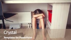 Presentation with depression child - Presentation theme enhanced with sad child at home abuse background and a coral colored foreground