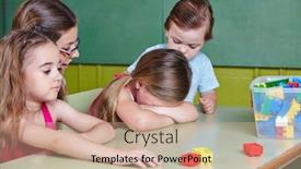  Presentation with sad child - Beautiful PPT layouts featuring sad-child-cries-in-kindergarten backdrop and a coral colored foreground