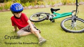  Presentation with sad child - Colorful slide deck enhanced with bleak - sad child falling from his backdrop and a yellow colored foreground