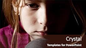  Presentation with sad girl - Cool new presentation with sad child on black background backdrop and a tawny brown colored foreground