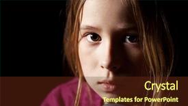 Presentation with depression child - Amazing PPT theme having sad child on black background backdrop and a tawny brown colored foreground