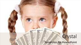  Presentation with sad child - Presentation theme featuring sad child with money dollar background and a  colored foreground