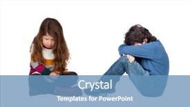  Presentation with sad children - Cool new presentation theme with sad children isolated backdrop and a teal colored foreground