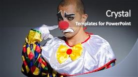  Presentation with clown - Colorful theme enhanced with sad clown against dark background backdrop and a dark gray colored foreground