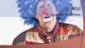  Presentation with red white blue - Beautiful presentation featuring sad clown with blue wig and red noise isolated on white backdrop and a light blue colored foreground