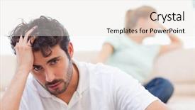  Presentation with living room - Amazing PPT layouts having sad couple mad at each backdrop and a white colored foreground