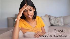  Presentation with migraine - Amazing presentation theme having sad-depressed-indian-woman backdrop and a coral colored foreground