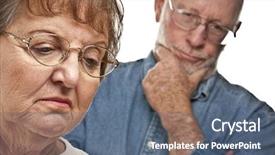  Presentation with senior couple - Audience pleasing PPT theme consisting of sad elderly man - angry senior couple backdrop and a  colored foreground
