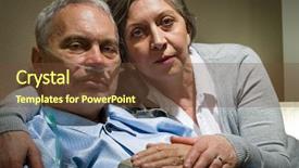  Presentation with husband and wife 3 d - Beautiful slide set featuring sad elderly man - anxious senior wife holding her backdrop and a tawny brown colored foreground