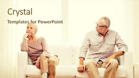  Presentation with senior couple - Cool new PPT layouts with sad elderly man - family relations age and people backdrop and a cream colored foreground