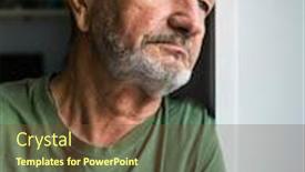  Presentation with sad - Slide deck having sad-elderly-pensive-man-close background and a tawny brown colored foreground