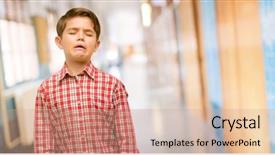  Presentation with child depressed - Slide set consisting of sad emotion at school corridor background and a coral colored foreground