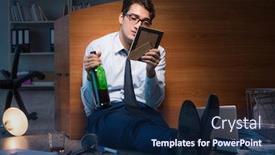  Presentation with divorce - Slide deck consisting of sad employee in office missing his wife after divorce separation background and a navy blue colored foreground