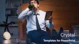  Presentation with divorce - Slide set consisting of sad employee in office missing his wife after divorce separation background and a navy blue colored foreground