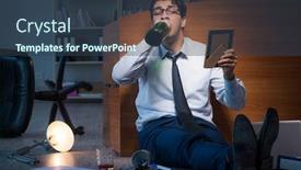  Presentation with divorce - Cool new slide set with sad employee in office missing his wife after divorce separation backdrop and a ocean colored foreground