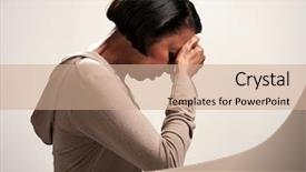  Presentation with sad - PPT theme featuring sad face - depression background and a coral colored foreground