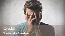  Presentation with crying - PPT theme enhanced with sad face - desperate young man crying background and a gray colored foreground