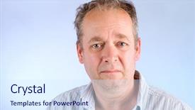  Presentation with middle ages - Audience pleasing theme consisting of sad face - middle-aged man unhappy about something backdrop and a sky blue colored foreground