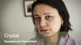  Presentation with real woman hair texture human - Beautiful slide set featuring sad face - unhappy mature woman real people backdrop and a gray colored foreground