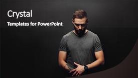  Presentation with sad - Amazing presentation theme having sad face - young man standing backdrop and a dark gray colored foreground