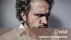  Presentation with happy sad face man - Audience pleasing slide set consisting of sad face man with intense backdrop and a violet colored foreground