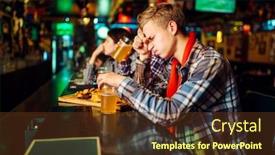  Presentation with sports bar sports bar - Colorful PPT layouts enhanced with sad fan covers face with hands in sports bar backdrop and a tawny brown colored foreground